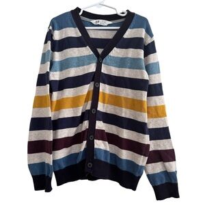 H&M Stripes Cardigan Knit Sweater V-neck Button up Long Sleeve Boys Girls 8-10